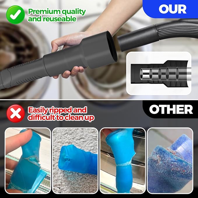 Holikme Dryer Vent Cleaner Kit Vacuum Hose Attachment Brush - Image 2