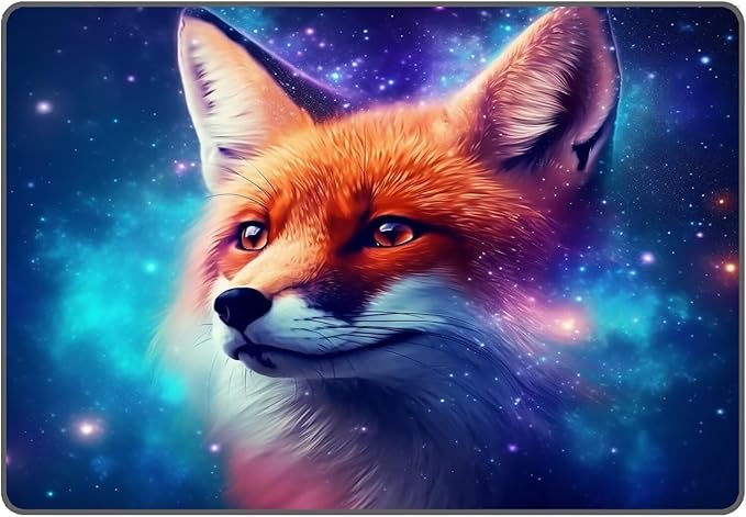 Galaxy Fox Rug 3D Cute Foxes Area Rugs for Bedroom Living Room Playroom Boys Kids Cartoon Colorful Carpet Glitter Stars Throw Rugs Floor Mat 63 in x 31 in