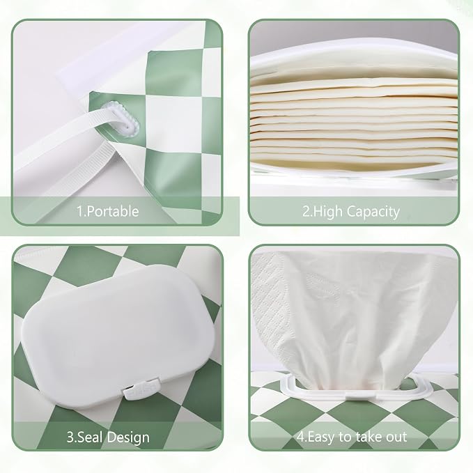 FEBSNOW 4 Pack Baby Wipes Dispenser Holder, Portable Refillable Baby Wet Wipes - Image 3