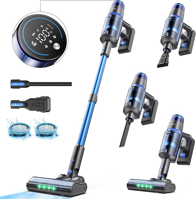 V25 Cordless Vacuum Cleaner, 680W 60Kpa Powerful Stick Vacuum by BonePone