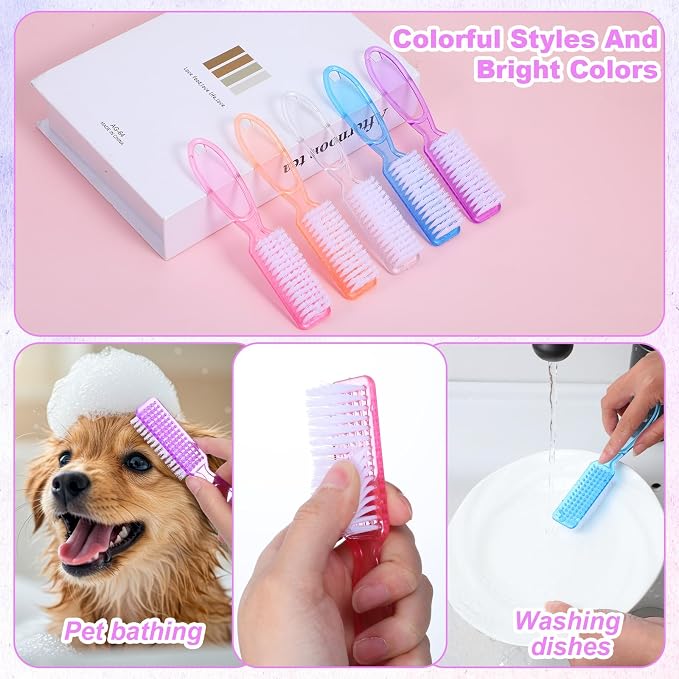 50 Pcs Handle Grip Nail Scrubber Brushes, Manicure Pedicure Cleaning Brushes - Image 3