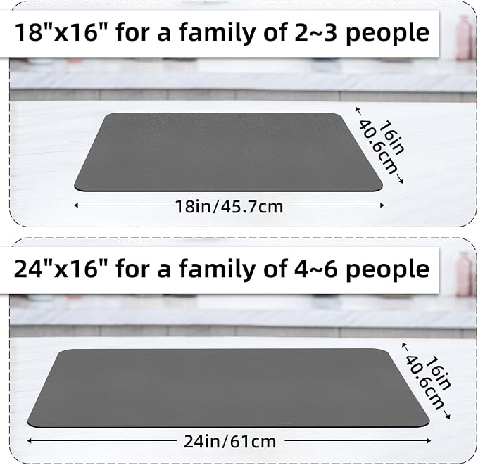 LOPNUR Kitchen Dish Drying Mat, Super Absorbent Dish Drying Pad, Diatomite - Image 5
