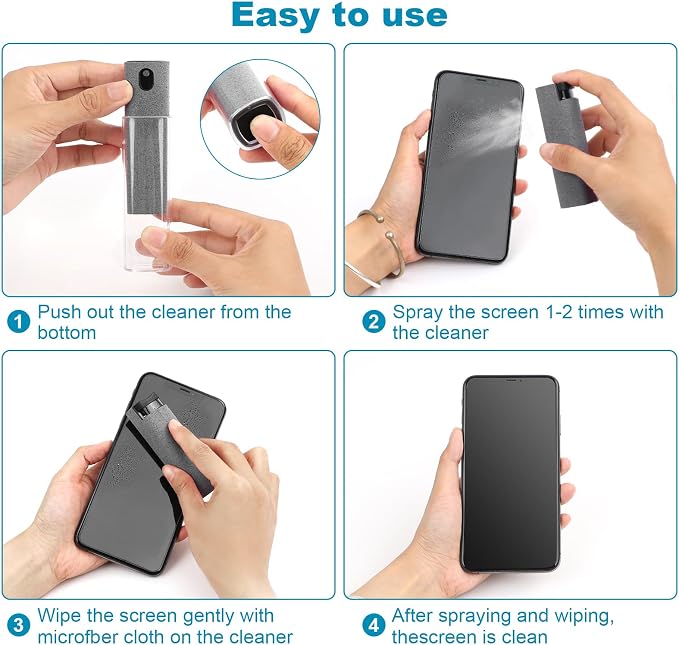 4 Pack Screen Cleaner 3-in-1 Touchscreen Mist Cleaner Spray and Microfiber - Image 7