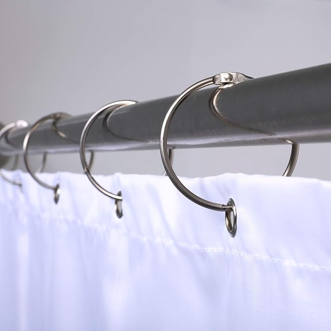 SlipX Solutions Brushed Nickel Simple Slide Shower Curtain Rings Provide - Image 2