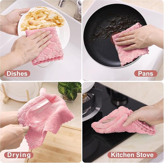 Homaxy 12 Pack Kitchen Dish Cloths, Super Soft and Absorbent Coral Velvet Dish - Image 4