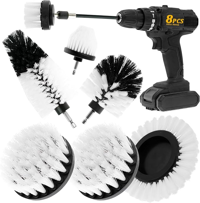 8 Pcs Drill Brush Attachment Set, Power Cleaning Scrub Brush Kit by ETOUPA
