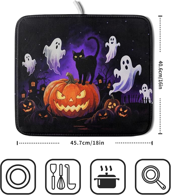 Halloween Ghost Pumpkin Dish Drying Mat - Image 2