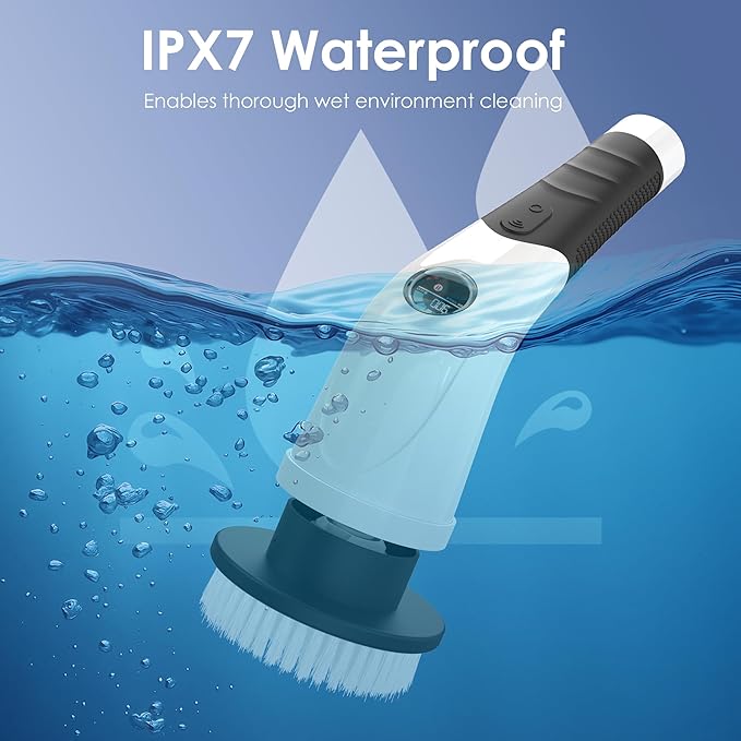 Cordless Electric Spin Scrubber, IPX7 Waterproof Rechargeable Power Cleaning - Image 5
