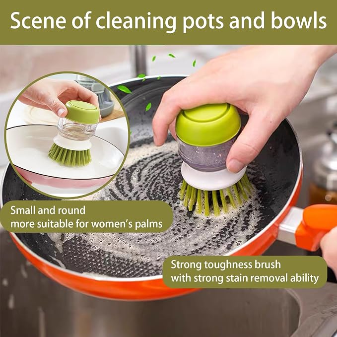 Soap Dispenser Dish Brush Palm Brush Scrub Brush Equipped - Image 6