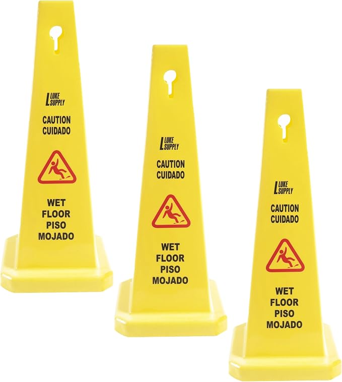 MATTHEW CLEANING 3 Packs 36” Caution Wet Floor Safety Cones by MATTHEWCLEANINGPRODUCTS