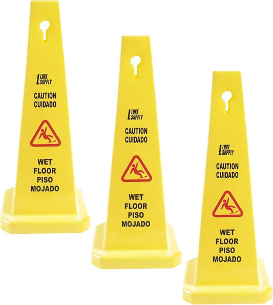 MATTHEW CLEANING 3 Packs 36” Caution Wet Floor Safety Cones by MATTHEWCLEANINGPRODUCTS