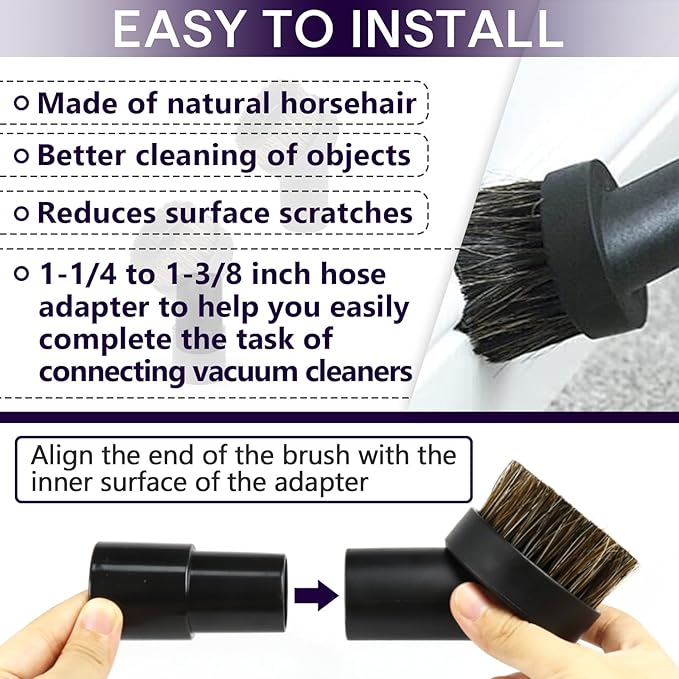 3PCS Horse Hair Brush Vacuum Attachment Set - Image 7
