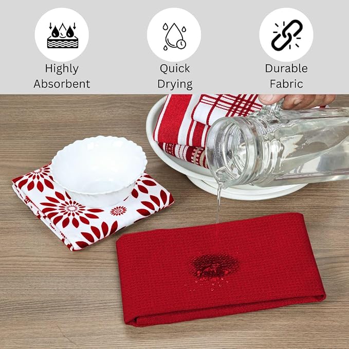 Assorted Kitchen Towels 100% Cotton Large 16x26 Inch Set of 5 - Image 3