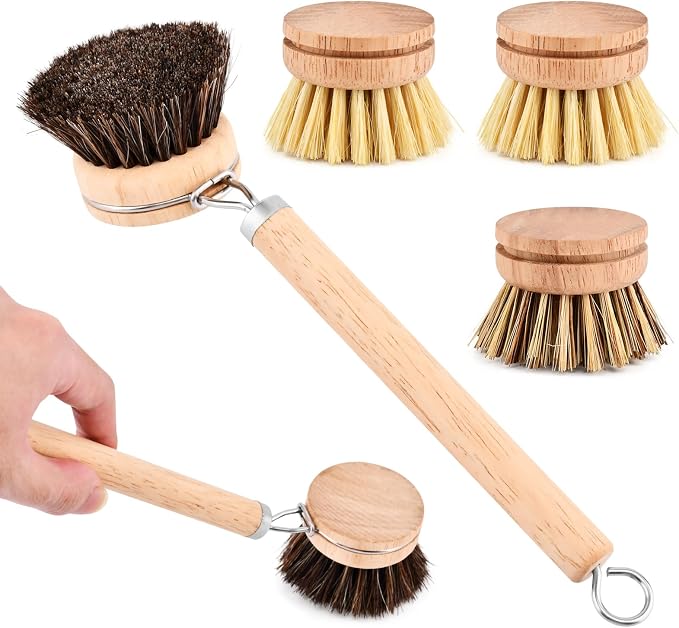 Bamboo Dish Brush with Handle - Image 8