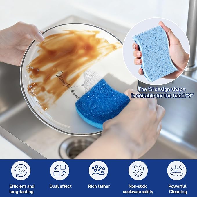 9 Pack Zero Scratch Scrub Sponges, Non-Scratch Dish Scrubbers - Image 3