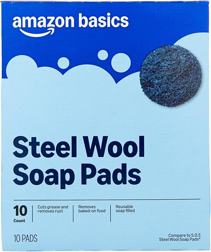 Amazon Basics Steel Wool Soap Pads, Cuts Grease and Removes Rust - Image 2