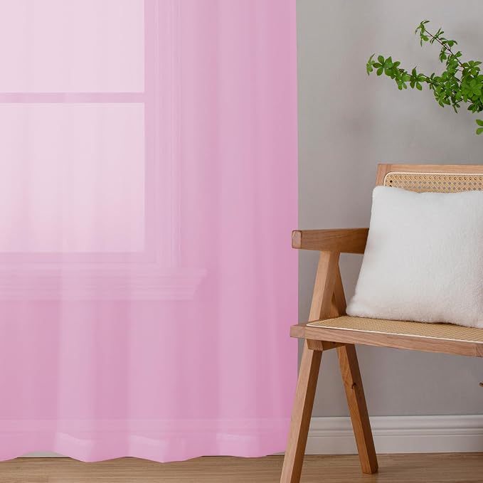Chyhomenyc Pink Sheer Curtains 72 Inch Length 2 Panels, Light Filtering Soft - Image 5