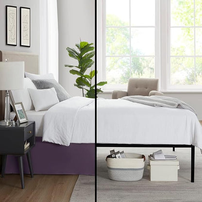 Nestl Dark Purple Twin Bed Skirt - Twin Size Bed Skirt 14 Inch Drop - Brushed Microfiber Bed Skirts - Hotel Quality Pleated Bed Skirt - Shrinkage & Fade Resistant