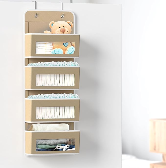 Simple Houseware 4 Clear Window Pocket Over Closet Door Storage Hanging - Image 4