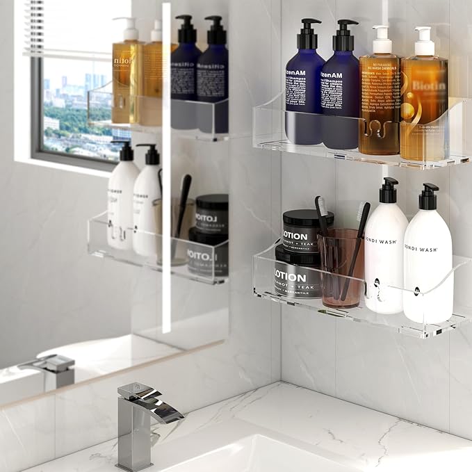 Acrylic Shower Shelves 3 Pack, Versatile Caddy - Image 2