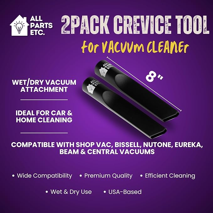 2-Pack Crevice Tool for Vacuum Cleaner, 1.25” Wet/Dry Vacuum Attachment - Image 3