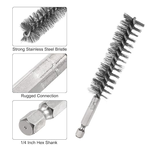HARFINGTON 5Pcs Bore Brush Stainless Steel 20mm Dia Cleaning Twisted Wire Brush - Image 4
