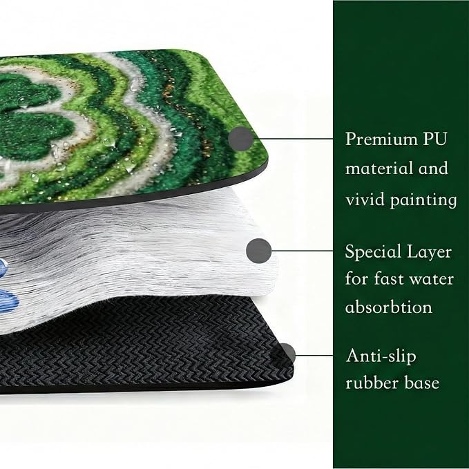 St Patrick’s Day Dish Drying Mat: 12’’x20’’ Green Shamrock Absorbent Counter - Image 3