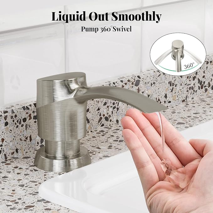 SAMODRA Kitchen Sink Soap Dispenser, Brushed Nickel Soap Dispenser, ABS - Image 2