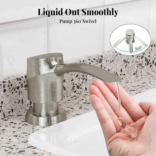 SAMODRA Kitchen Sink Soap Dispenser, Brushed Nickel Soap Dispenser, ABS - Image 2