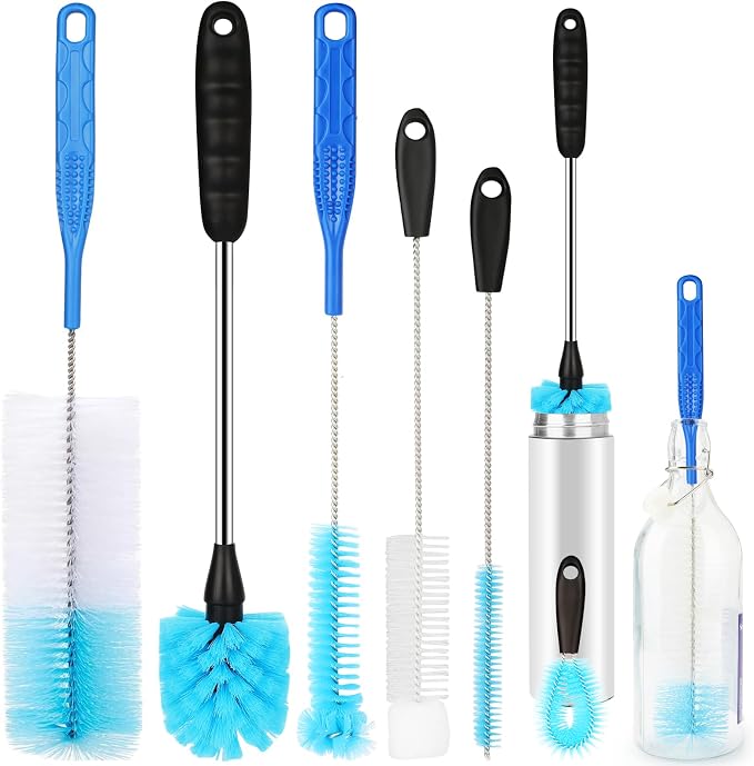 6 Pack Bottle Brush Narrow Neck Cleaning Set, Long Handle Stainless Steel Water by AnDocK