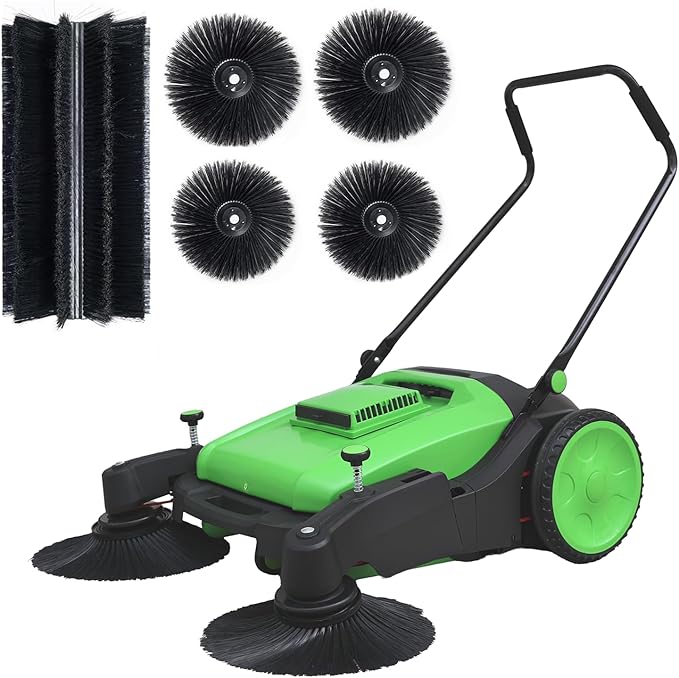 41" Walk-Behind Hand Push Floor Sweeper, 15 Gal Large Capacity, Folding Handle by KARHDIR