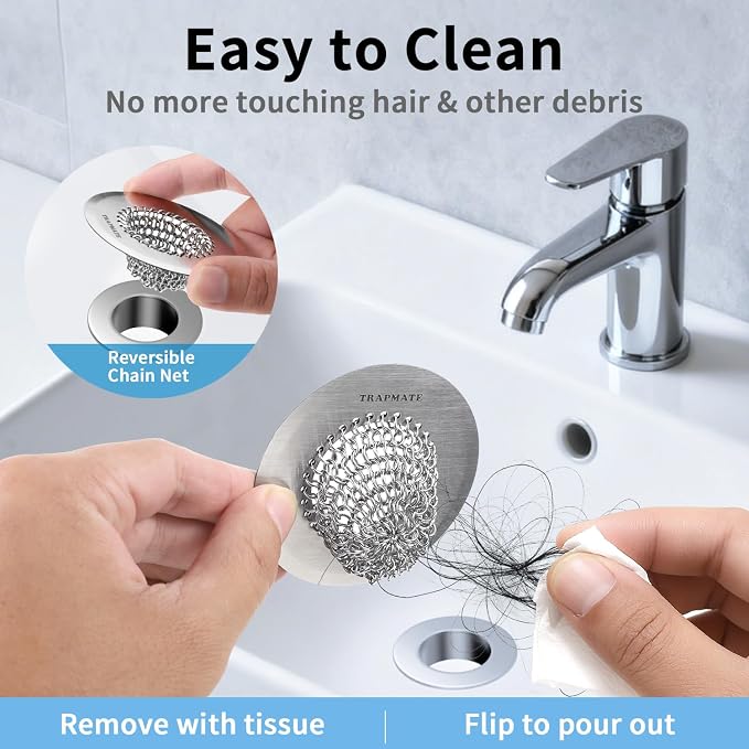TRAPMATE 2PCS Bathtub Drain Strainer, 2.8" Patented Reversible Shower Tub Drain - Image 6