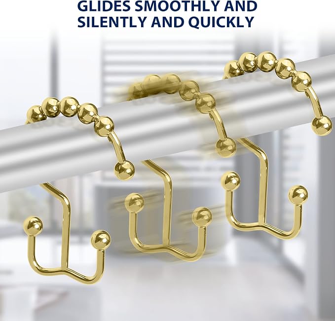 Shower Curtain Hooks, Sturdy Stainless Steel Double Sided Shower Hooks Rings - Image 5
