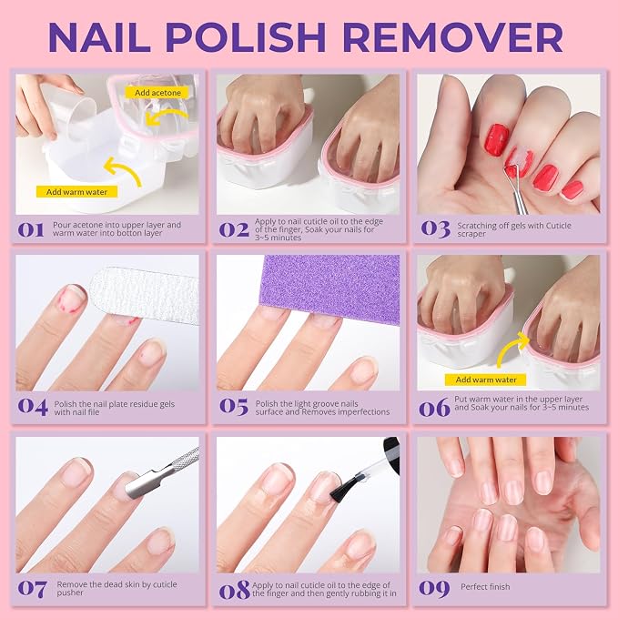 Teenitor 10Pcs Nail Soaking Bowl Kit 2 Soak Off Bowl Nail Soaking Bowl Acetone - Image 7