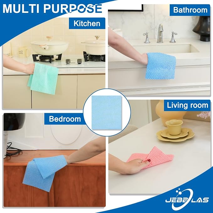 JEBBLAS Disposable Dish Towels and Cloths, Reusable Wipes - Image 3