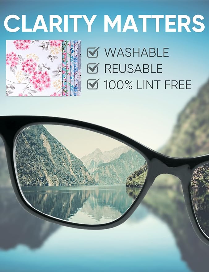 6PCS Thickened Glasses Cleaning Cloth Elegant Flower Design Microfiber Cleaning - Image 5