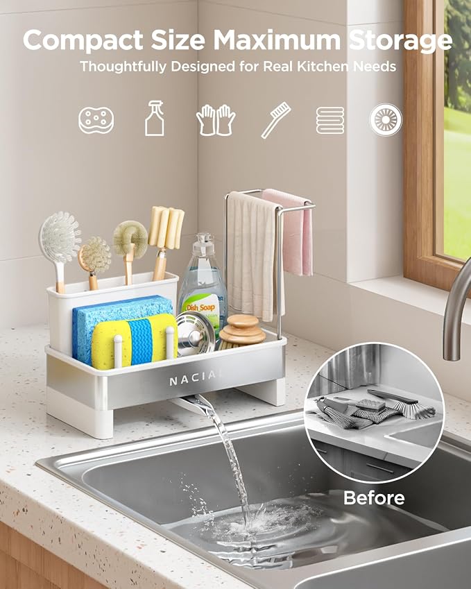 Nacial Sponge Holder for Kitchen Sink, Sink Caddy Organizer - Image 2