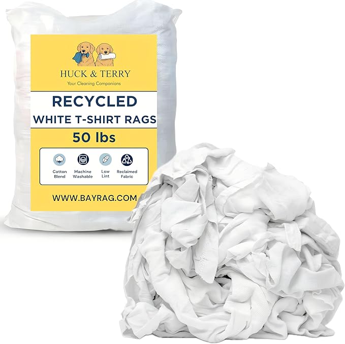 Huck & Terry White T-Shirt Bag of Rags, 100% Recycled Material, Cotton Blend by Unknown