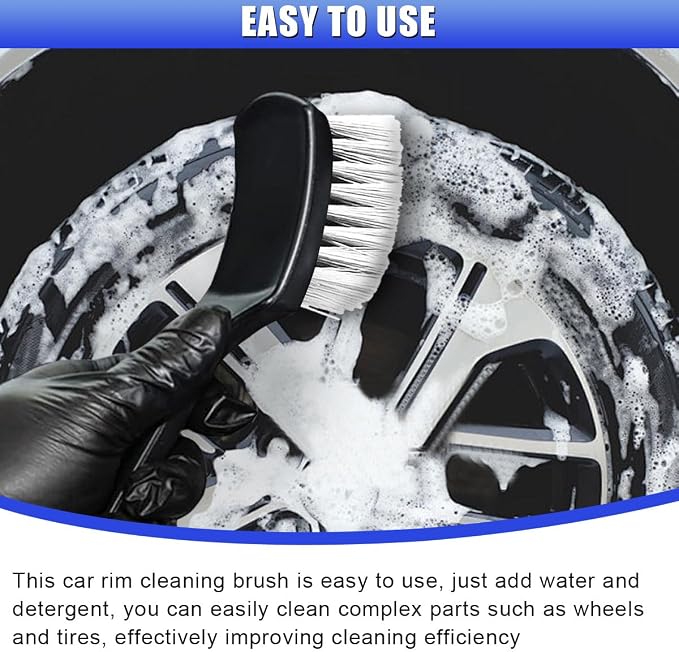 Car Wheel Brush, Stiff Bristle Short Handle Scrub Tire & Wheel Rim Brush - Image 5