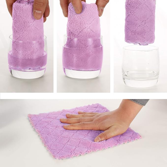 kimteny Cleaning Cloths Kitchen Towels Microfiber Washcloths Lint Free Dish - Image 2