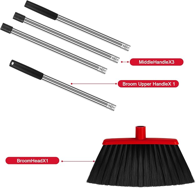 Heavy Duty Angle Broom, 55-Inch Long Handle Extra Wide 12.6 Inch Head, - Image 6