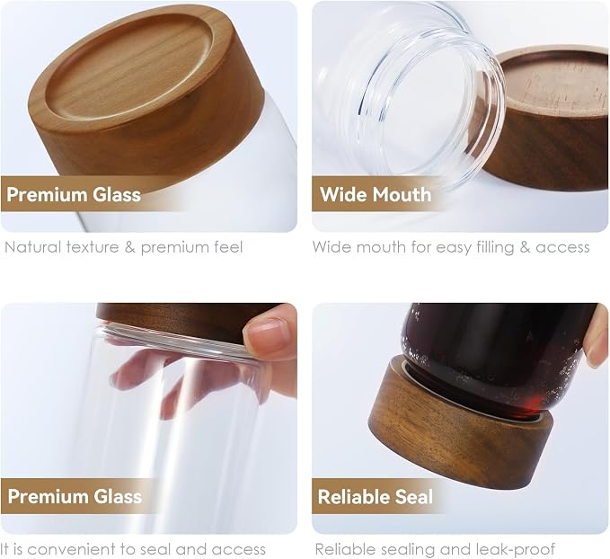 2pc Glass Mason Jars with Acacia Wood Airtight Lids - Image 7