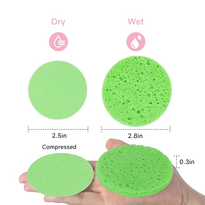 50-Count Compressed Facial Sponges, 100% Natural Cellulose Cosmetic Make Up - Image 2
