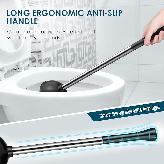 HAMITOR Toilet Plunger Bowl Brush Set: Hideaway Heavy Duty Toilet Plunger - Image 6