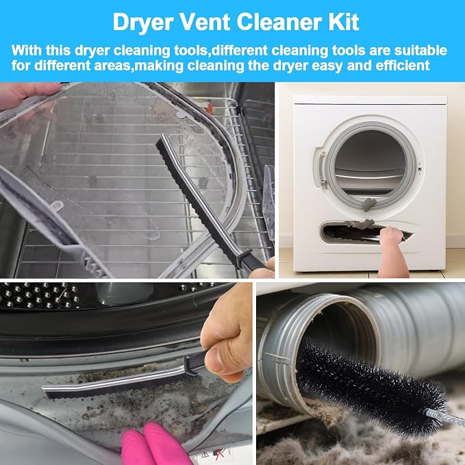 XANGNIER 3 Pack Dryer Vent Cleaner Kit, Flexible Dryer Lint Brush Vent Cleaner - Image 2