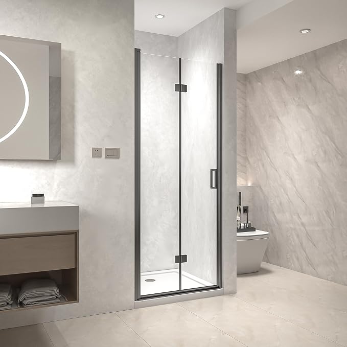 Frameless Bi-Fold Shower Door 32" W x 72" H, 1/4" Clear Tempered Glass by Relaxcabine
