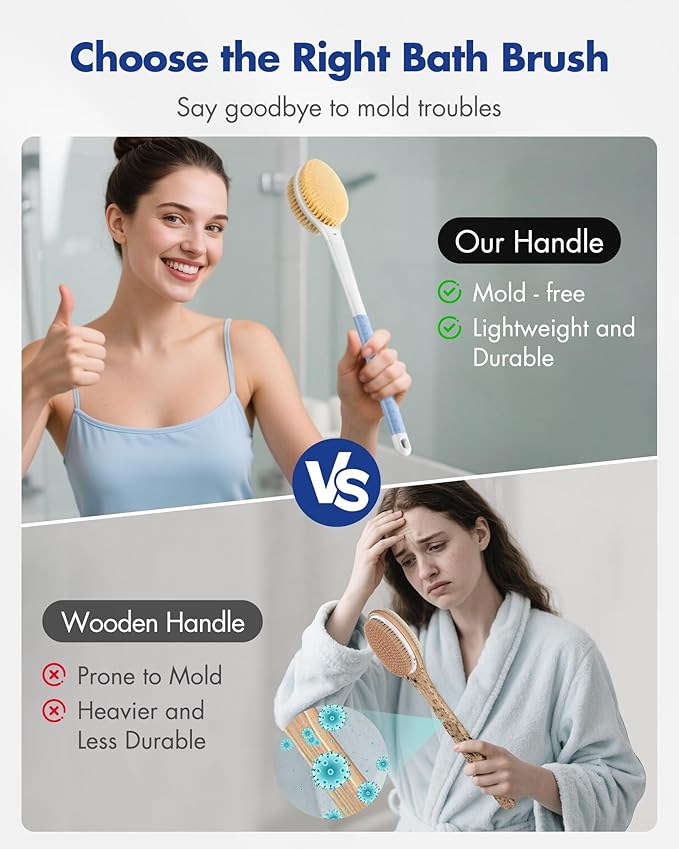 Back Scrubber Body Shower Brush: Anti Slip Long Handle Bath Brush - Image 6