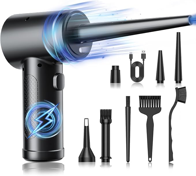 Compressed Air Duster, 3 Gear Adjustable 110000RPM Electric Air Blow Portable by NZACE