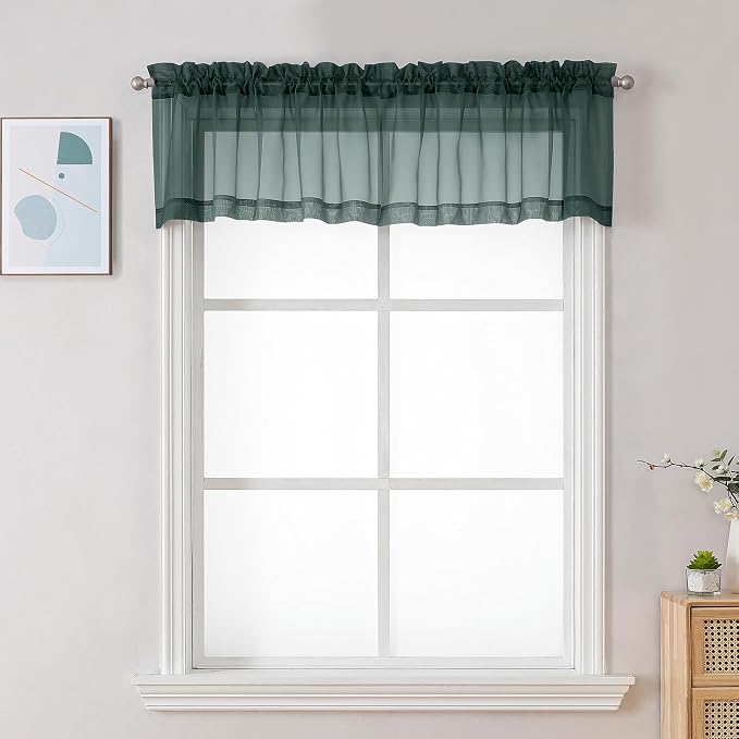 Chyhomenyc Sheer Valances for Windows 2 Pack, Small Window Curtains for Living by Chyhomenyc