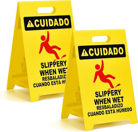 MATTHEW CLEANING 19'' 2 Pack, Industrial Wet Floor Sign 2-Sided Durable by MATTHEWCLEANINGPRODUCTS